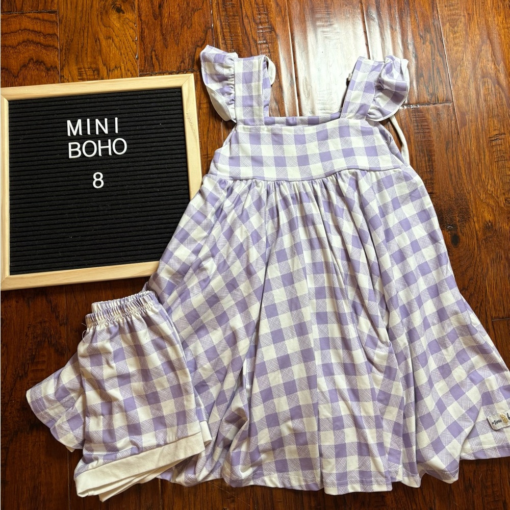 Purple Checkered Kids Dress